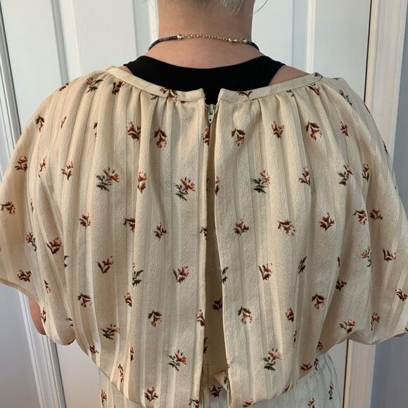 Vintage 1980’s Billowy Flutter Sleeve Print Dress Sz 10 - Picture 5 of 5